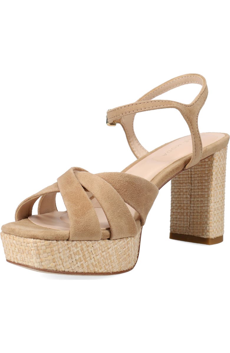 Pelle Moda Petina Ankle Strap Platform Sandal, Alternate, color, Fawn