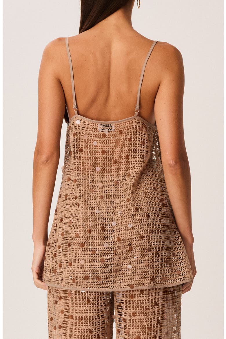 Kalena Sequin Open Knit Longline Top, Alternate, color, MOCHA