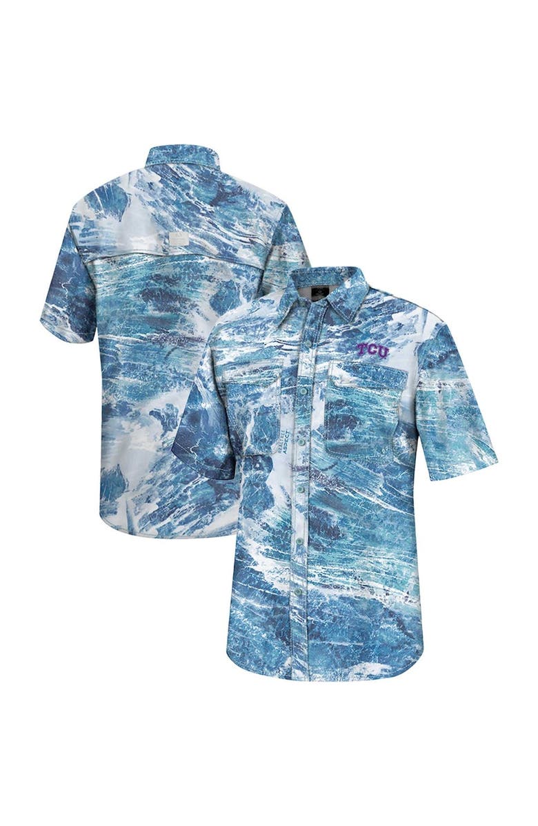 COLOSSEUM Men's Colosseum  Blue TCU Horned Frogs Realtree Aspect Charter Full-Button Fishing Shirt, Main, color, Blue
