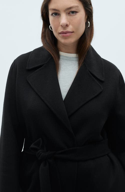 Mango Handmade Wool Blend Wrap Coat In Black