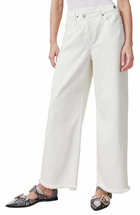 AllSaints Aki Crossover Fringe Hem Wide Leg Jeans