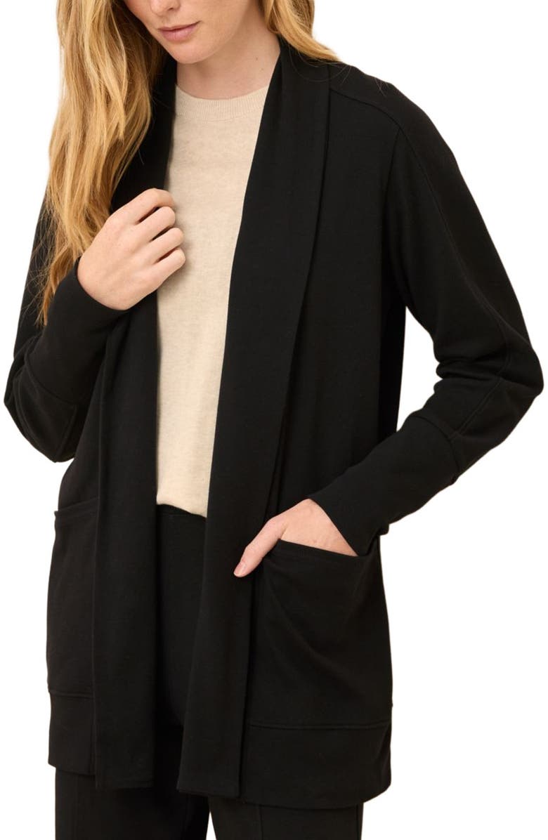 Pact Organic Cotton Airplane Wrap Cardigan, Alternate, color, Black