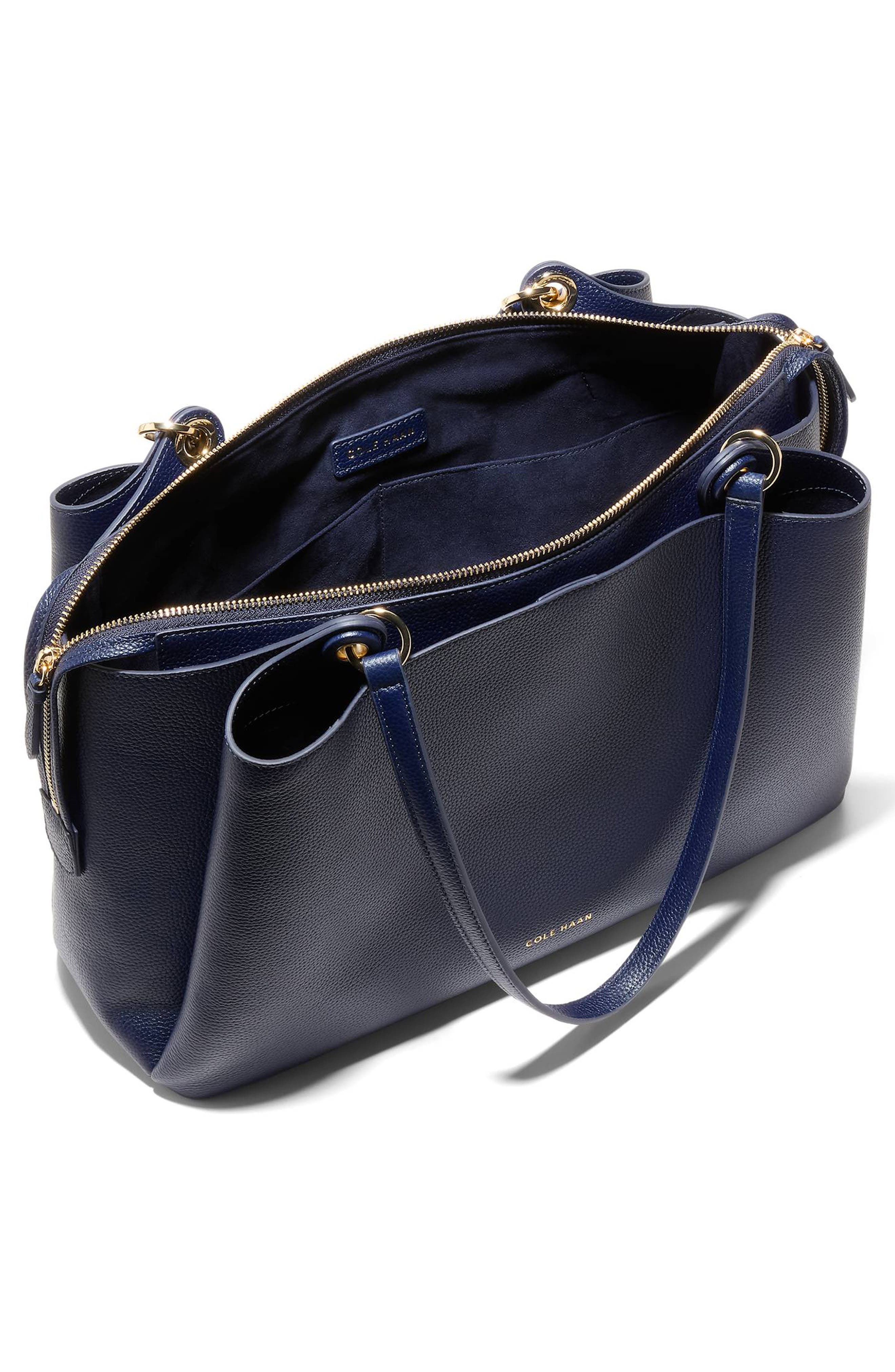 Cole Haan Midtown Leather Work Tote, Alternate, color, Midnight Moon