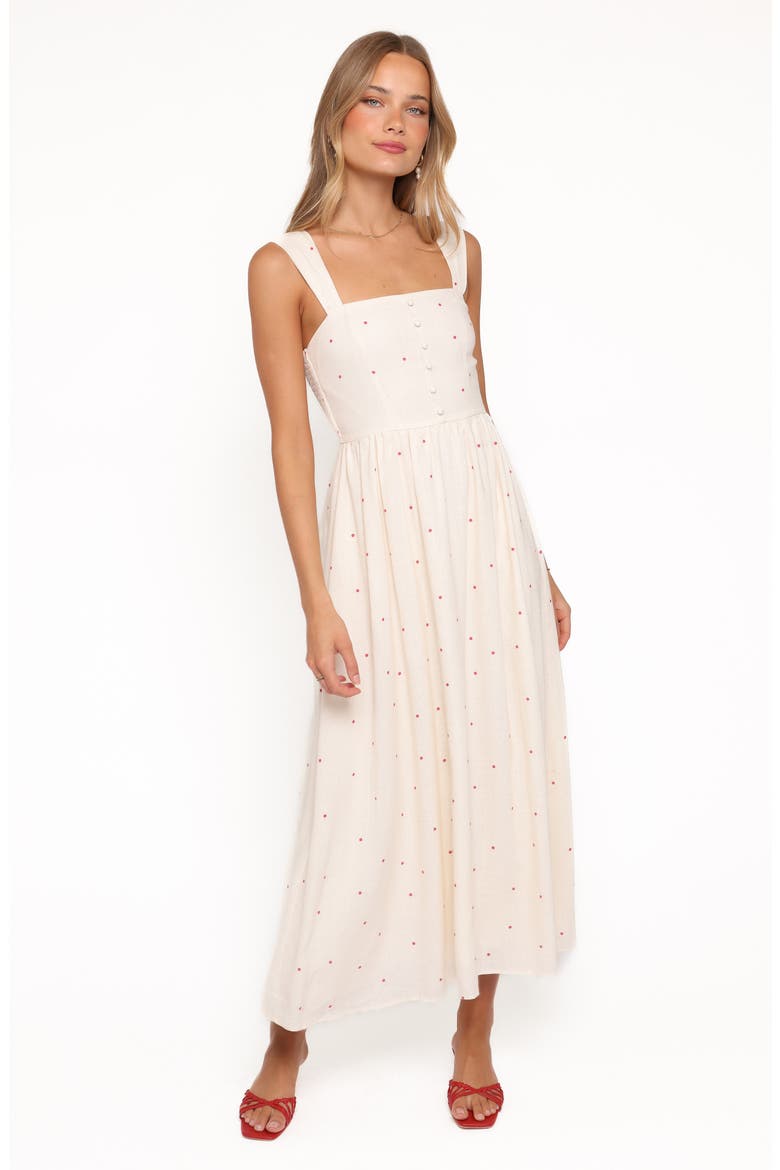 Caty Linen Blend Maxi Sundress, Alternate, color, RED POLKA DOT