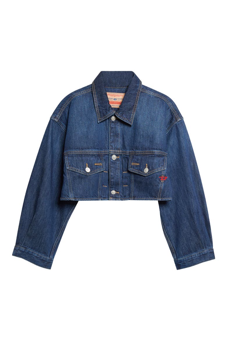 De-Malley Oversize Crop Denim Jacket, Main, color, DENIM