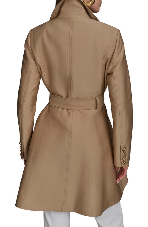 Donna Karan New York Water Resistant Skirted Cotton Blend Trench Coat In Brown