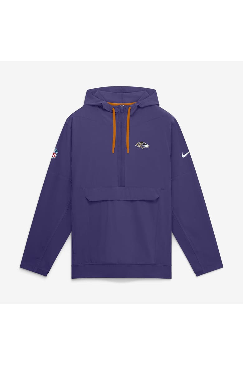 Men's Nike Purple Baltimore Ravens Sideline Broken Rules Alternate Anorak Half-Zip Hooded Jacket, Main, color, Purple