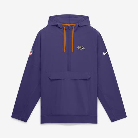 Men's Nike Purple Baltimore Ravens Sideline Broken Rules Alternate Anorak Half-Zip Hooded Jacket