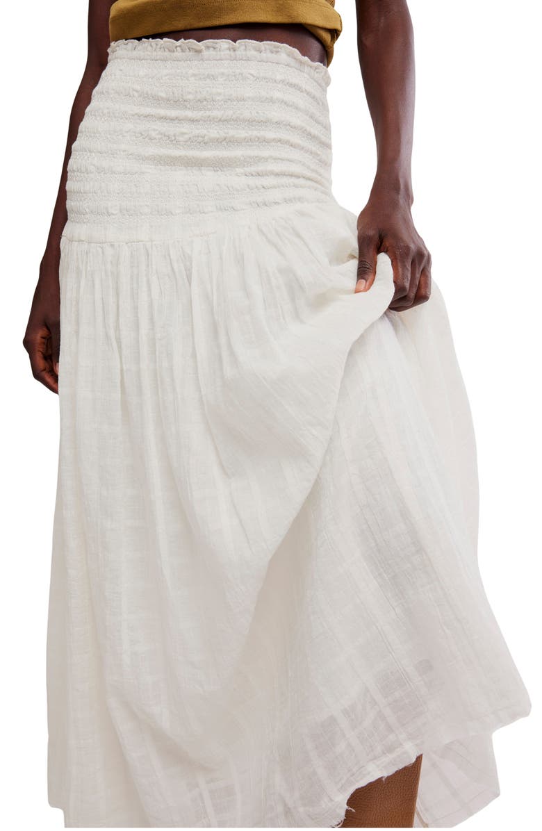 Free People Raven Smocked Maxi Skirt, Alternate, color, Ivory