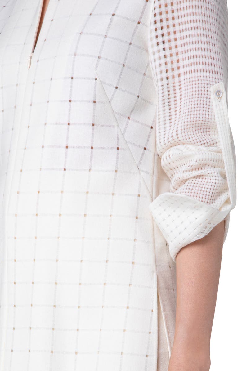 Akris Patchwork Check Wool Blend Tunic Blouse, Alternate, color,