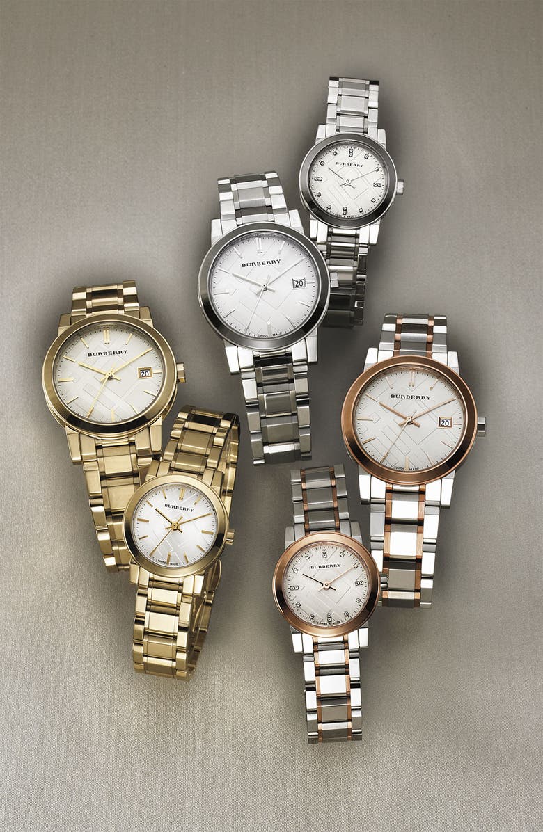 Burberry Small Diamond Dial Bracelet Watch, 26mm, Alternate, color,