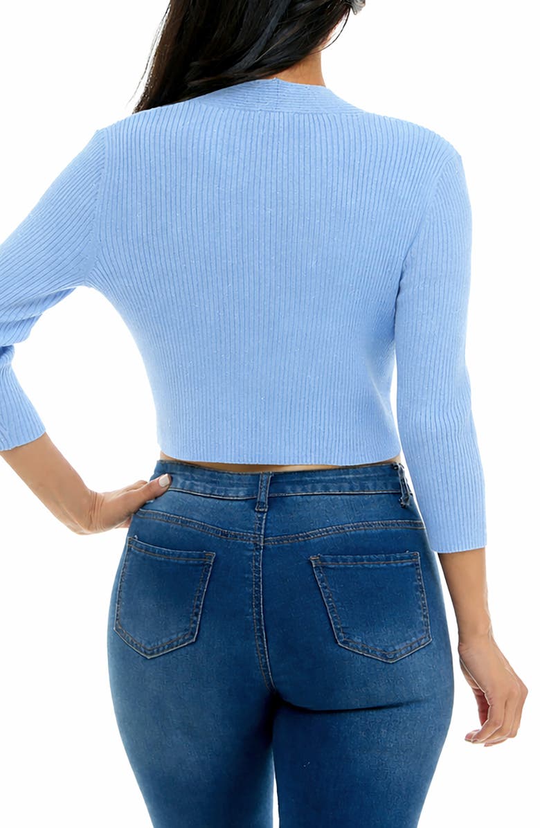Nina Leonard Ribbed Bolero Cardigan, Alternate, color, Light Blue