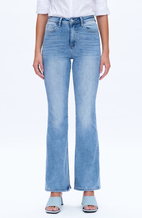 High Waist Slit Flare Jeans (Starlight)