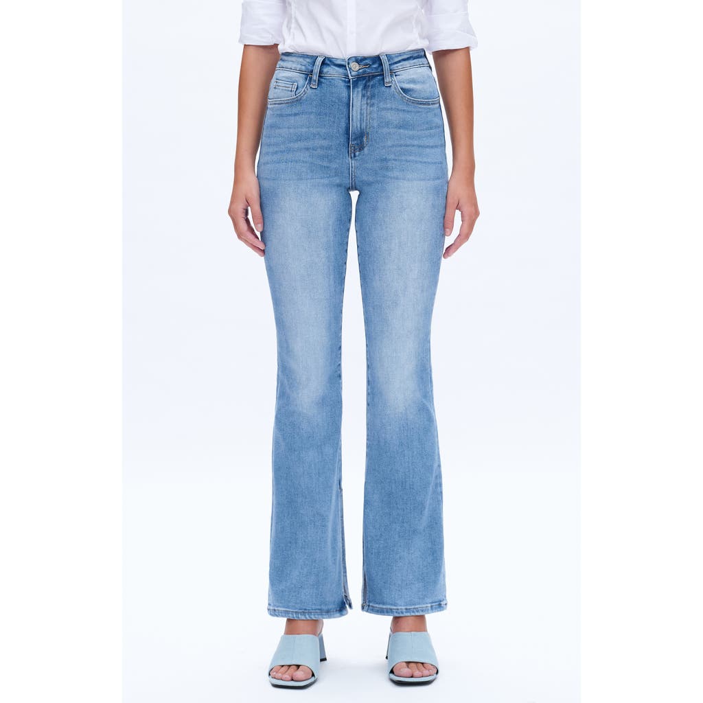 Shop Bayeas High Waist Slit Flare Jeans