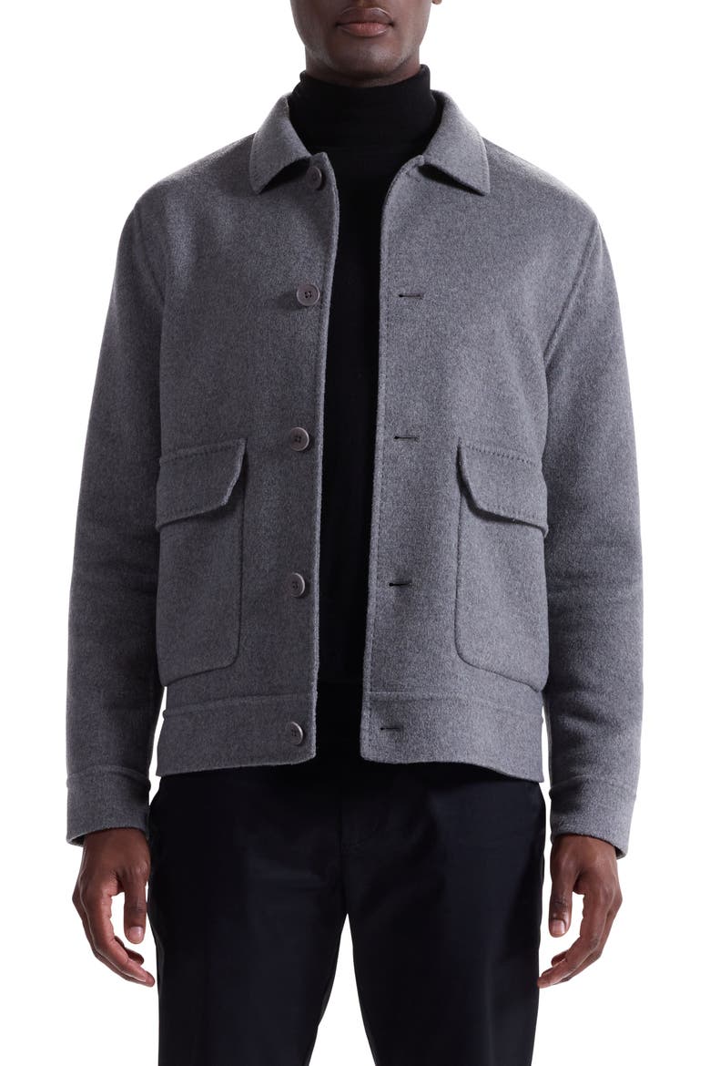 Felted Wool Blend Jacket, Main, color, HEATHER GREY