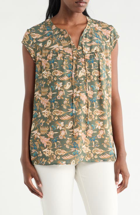 Flounce Back Split Neck Top