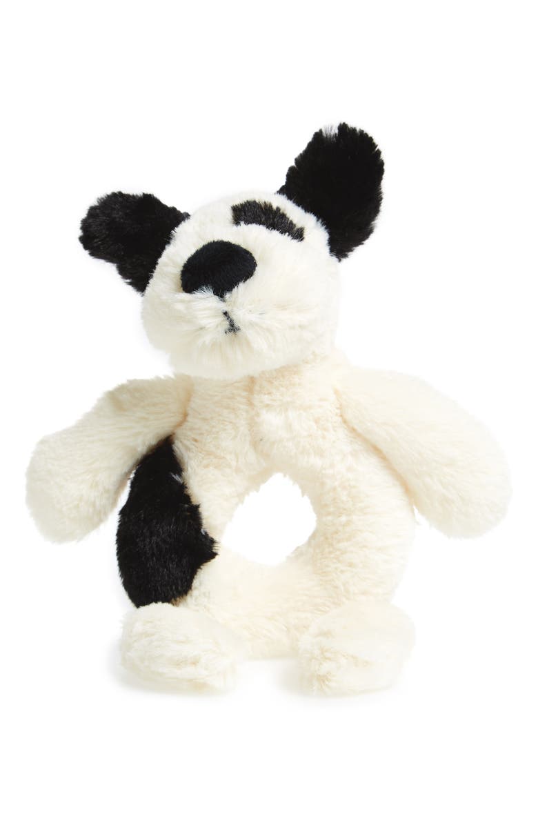 Jellycat 'Dog' Grabber Rattle, Main, color, Cream/ Black