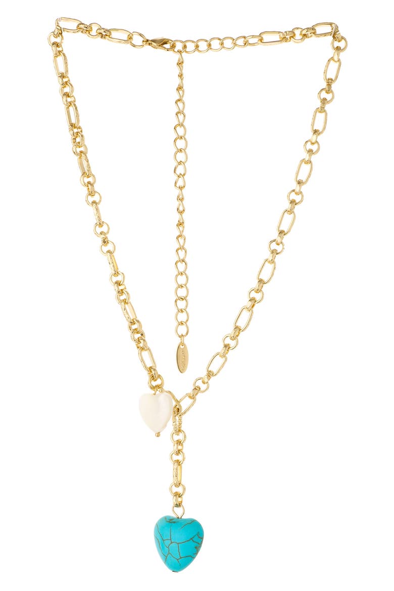 Heart Charm Y-Necklace, Main, color, GOLD