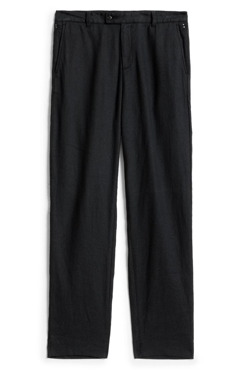 John Varvatos Duncan Regular Fit Flat Front Black Twill Pants, Alternate, color,