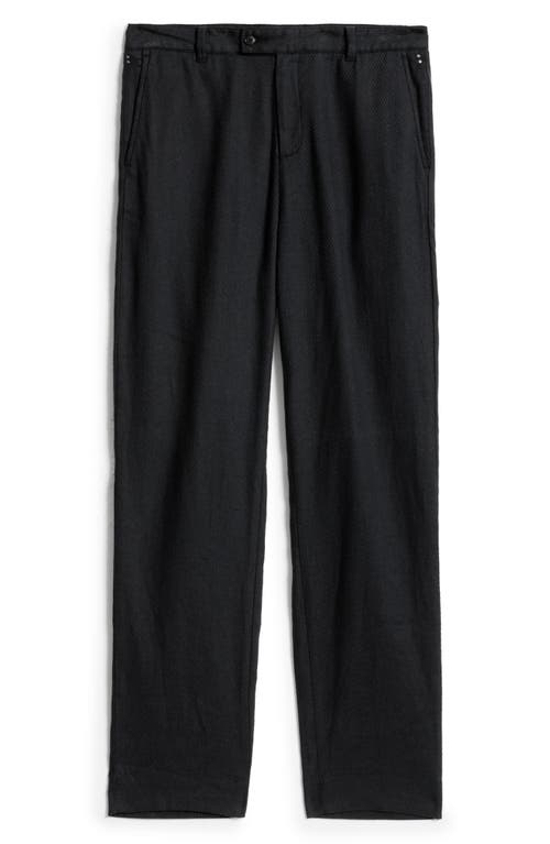 John Varvatos Duncan Regular Fit Flat Front Black Twill Pants In Black