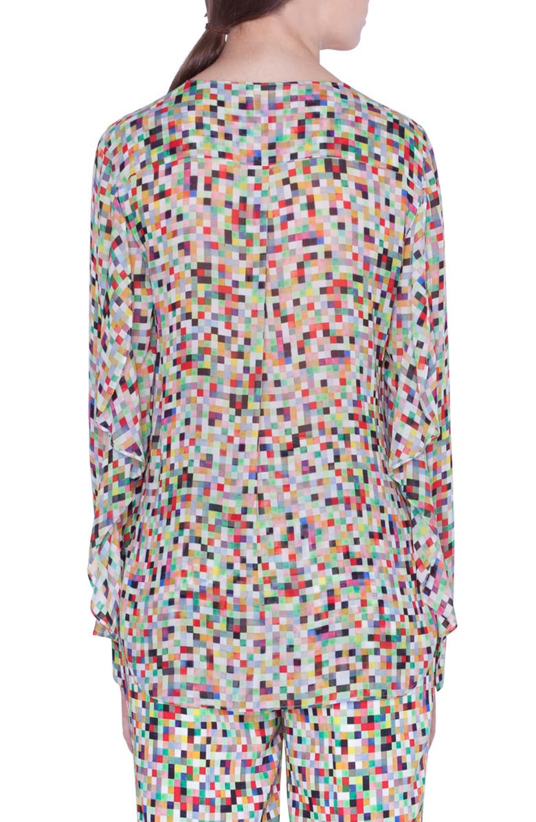 Akris punto Pixel Print Silk Blouse, Alternate, color,