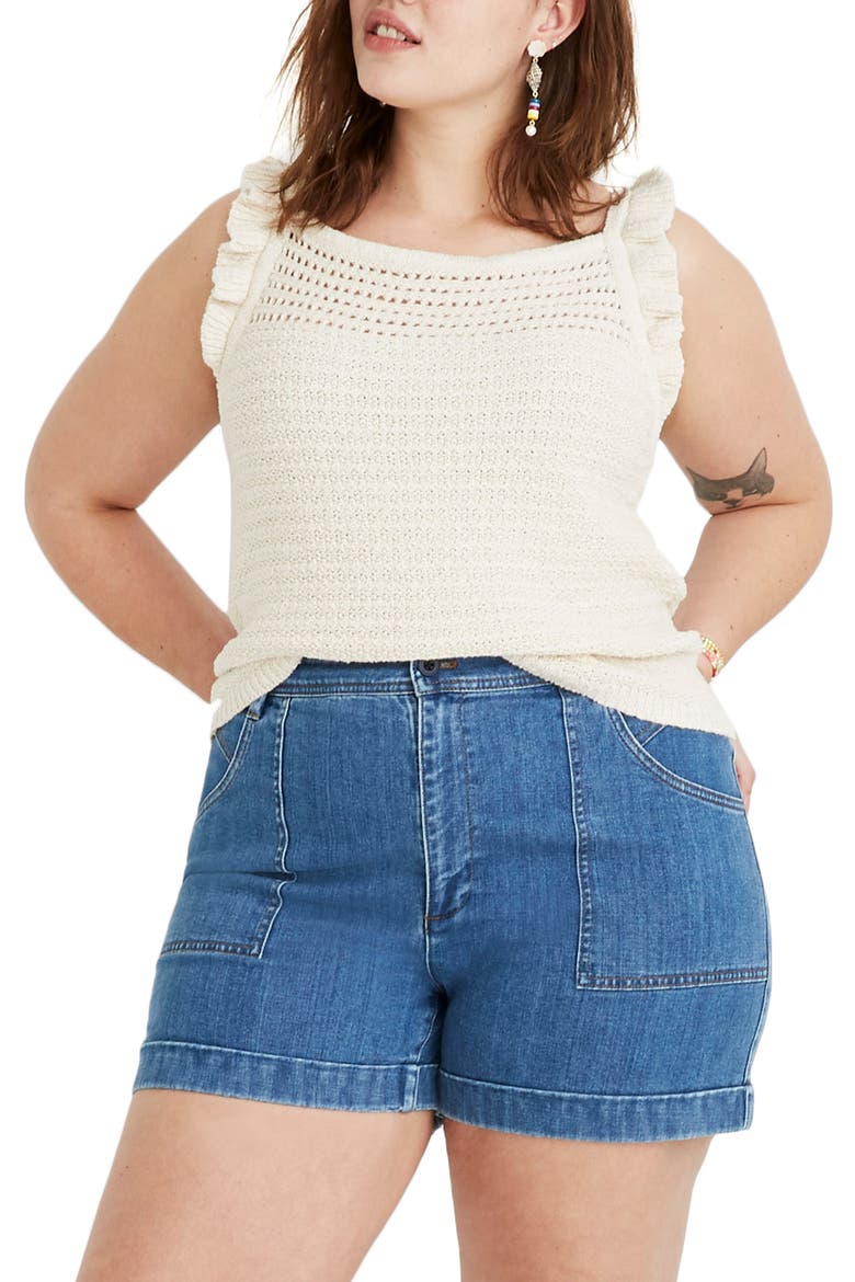 Ruffle Crochet Sweater Tank, Alternate, color, MARLED VANILLA