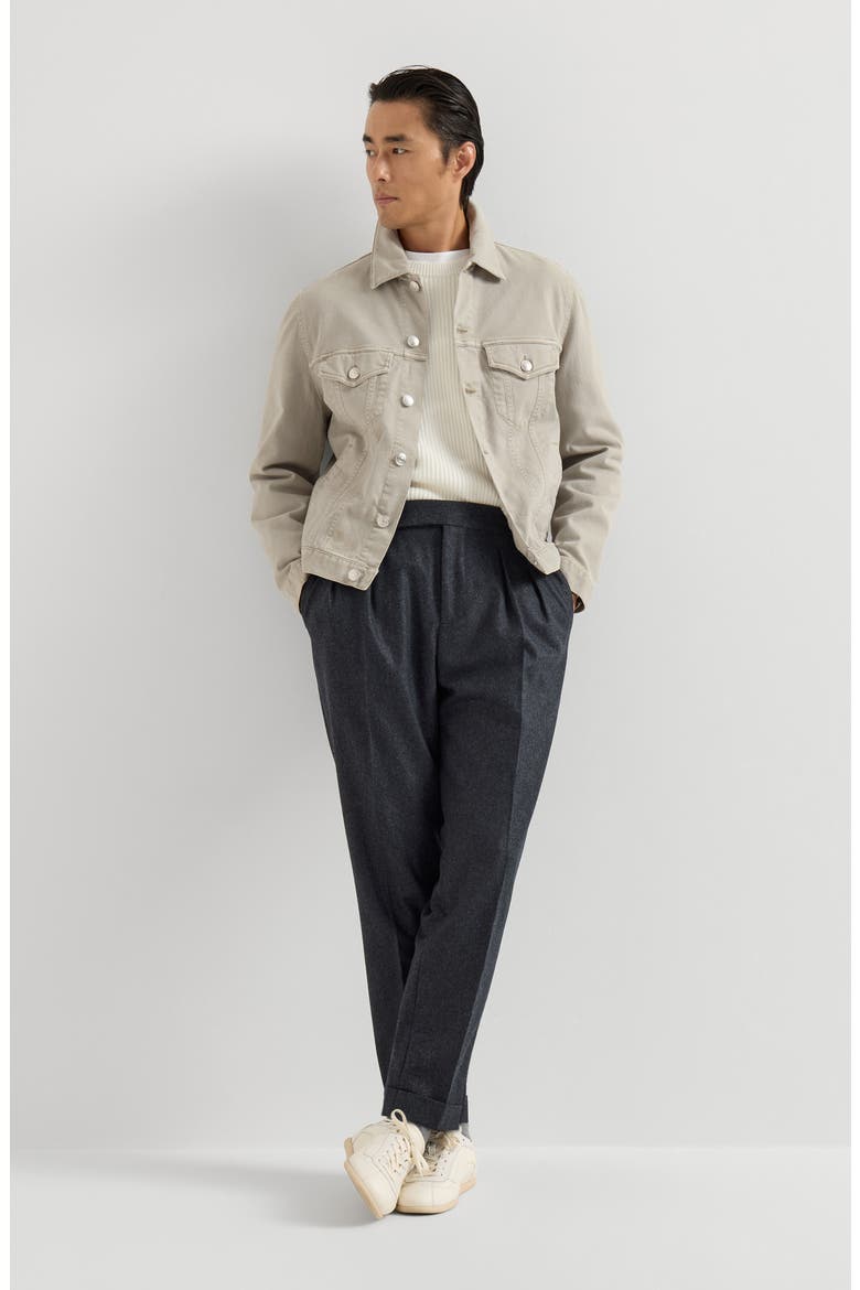 Garment-dyed four-pocket jacket in comfort cotton lightweight denim, Alternate, color, Khaki