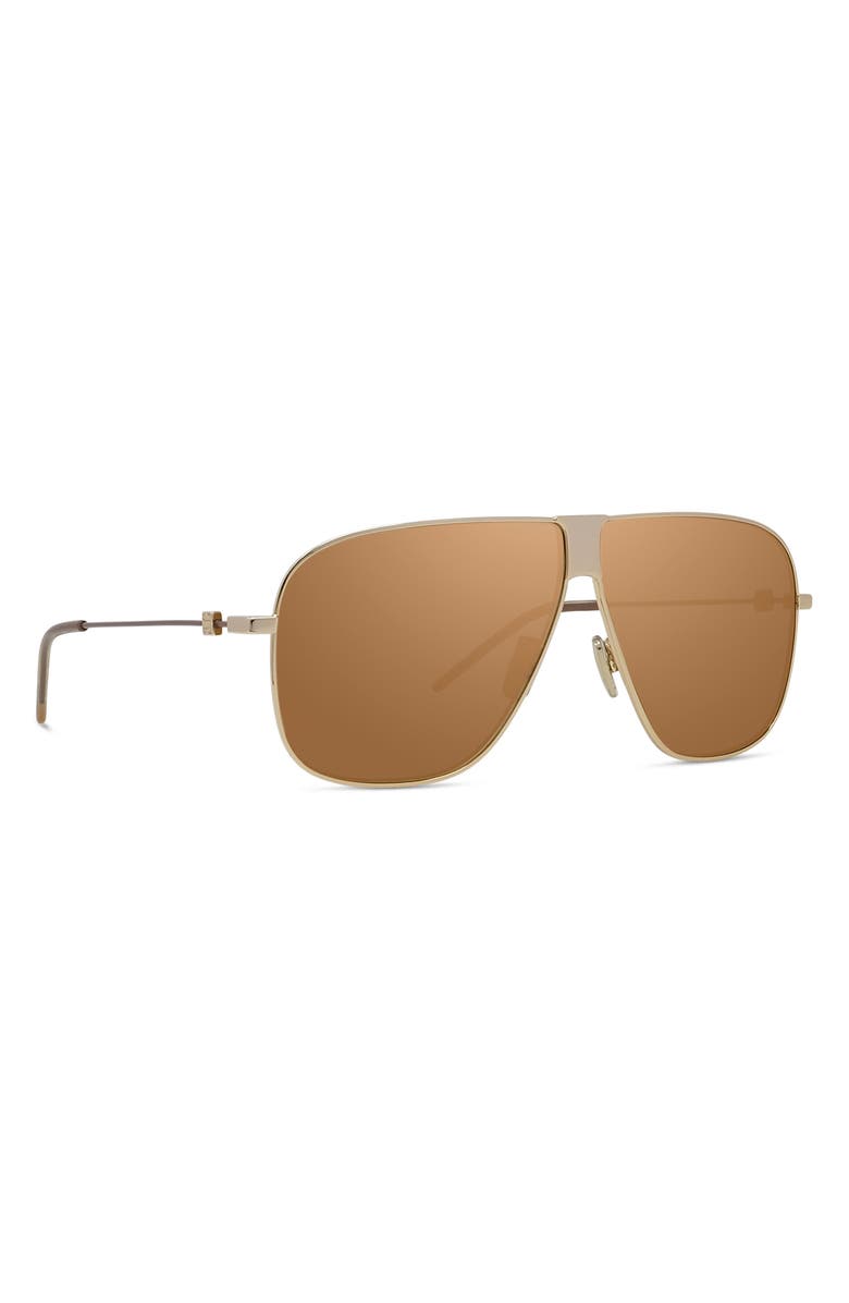 Givenchy GV Speed 64mm Oversize Mirrored Pilot Sunglasses, Alternate, color, Shiny Endura Gold / Brown