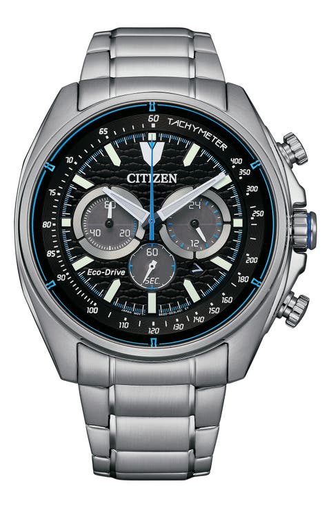 Eco Drive Chronograph Stainless Steel Bracelet Watch, 44mm