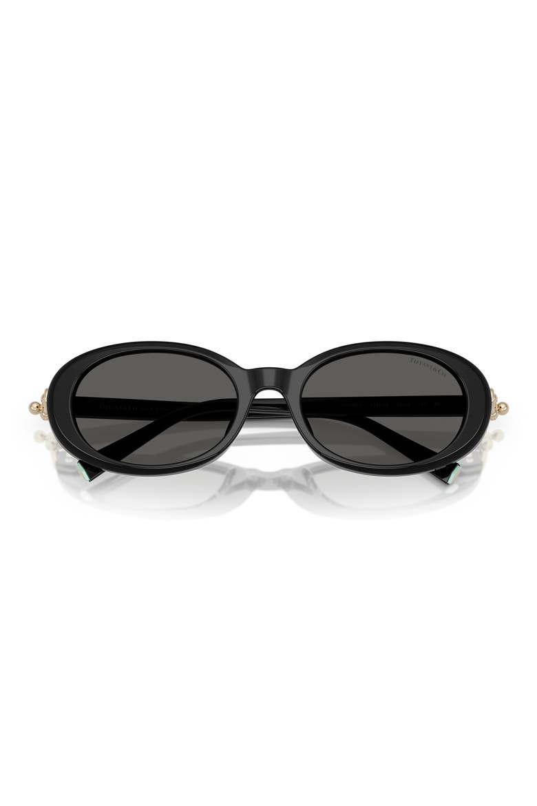 54mm Oval Sunglasses, Alternate, color, BLACK / DARK GREY