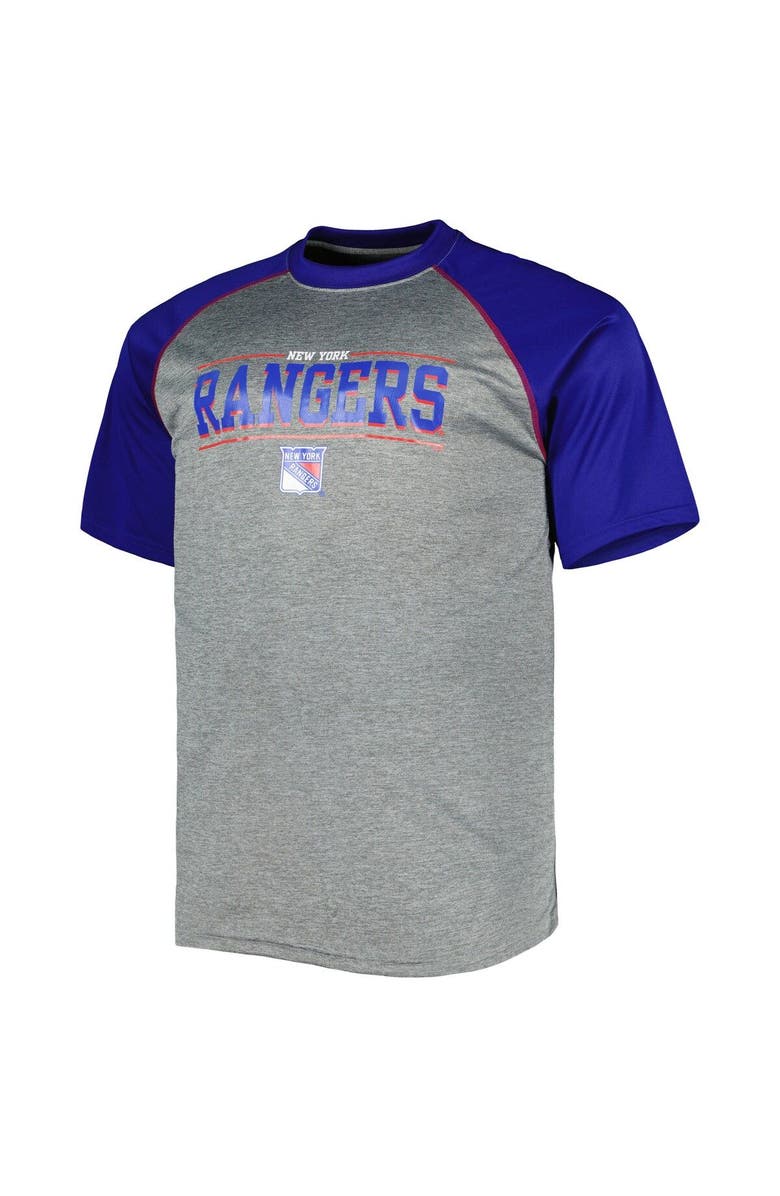PROFILE Men's Heather Gray New York Rangers Big & Tall Logo Raglan T-Shirt, Alternate, color, Heather Gray