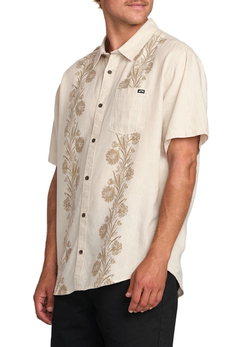 Billabong Cordoba Floral Short Sleeve Linen Blend Button-Up Shirt, Alternate, color, 