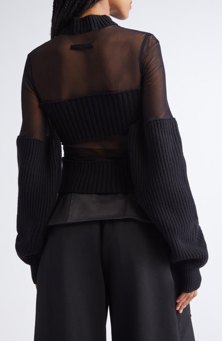 Jean Paul Gaultier Paneled Mixed Media Sweater, Alternate, color,