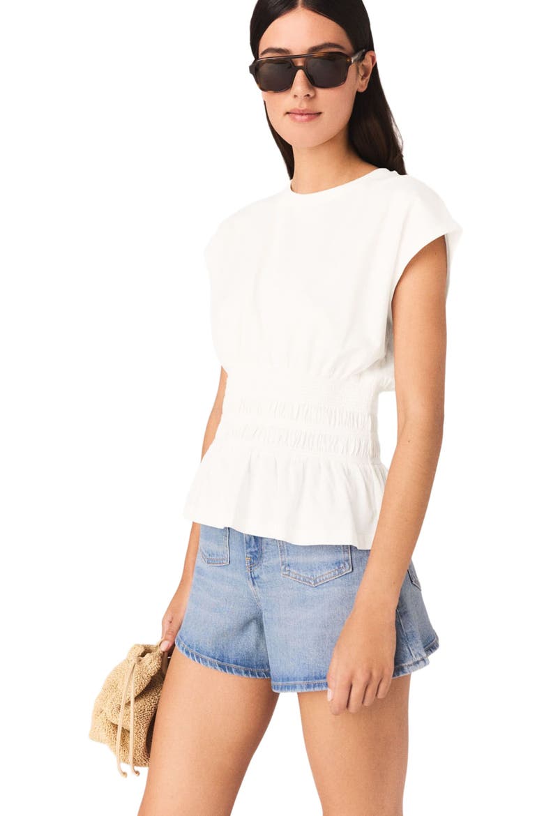 Fitted pleated T-shirt, Main, color, White