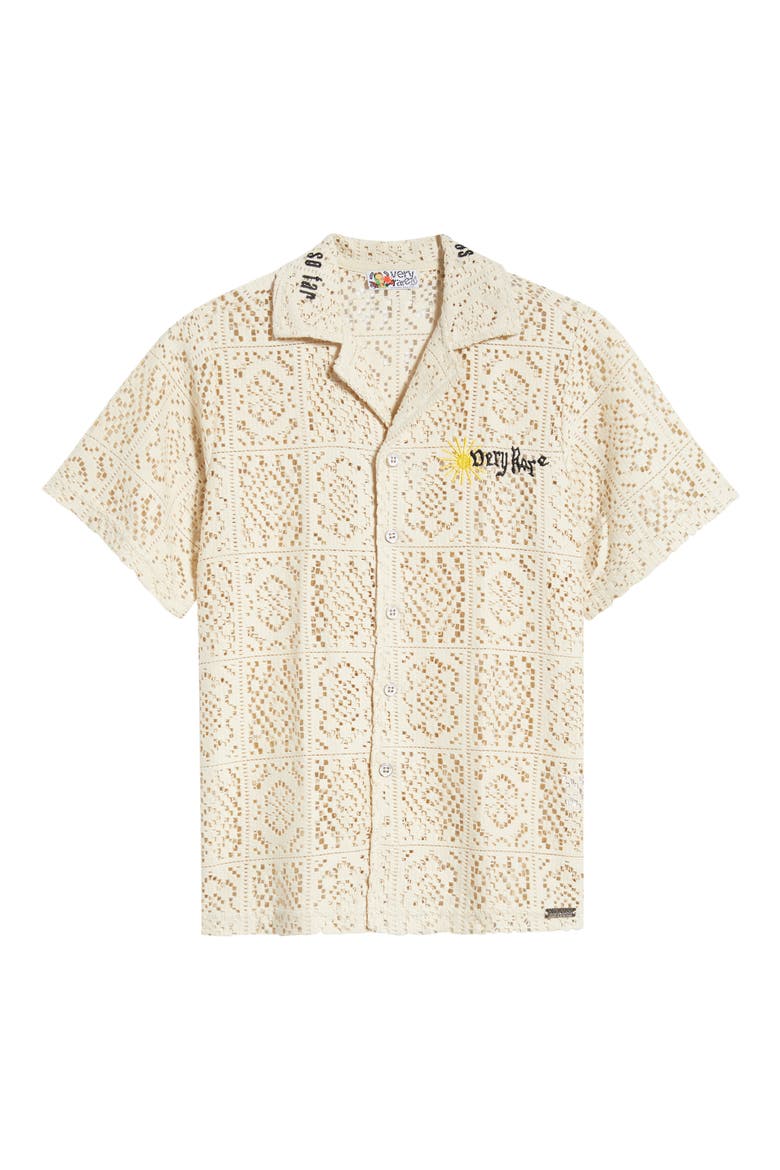 Solar Crochet Camp Shirt, Main, color, BEIGE