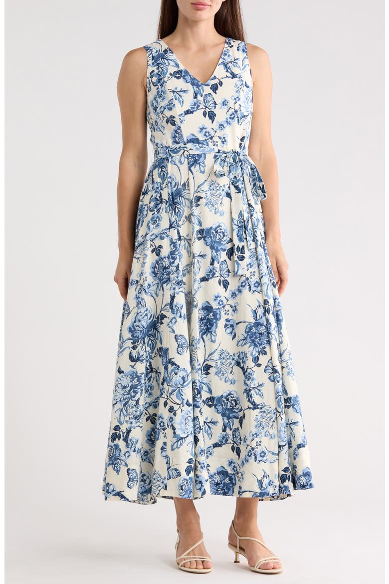 Sleeveless V-Neck Maxi Dress, Main, color, VANILLA ICE