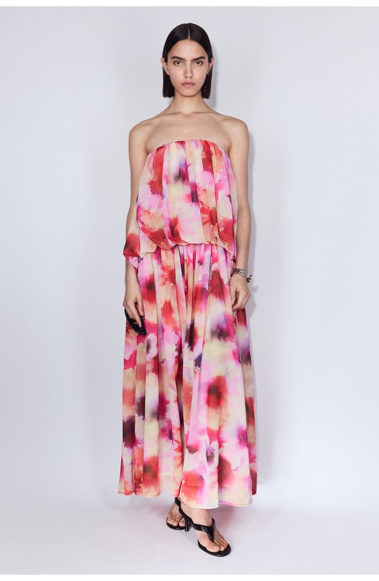 H&M Chiffon Bandeau Dress, Alternate, color, Red/Floral
