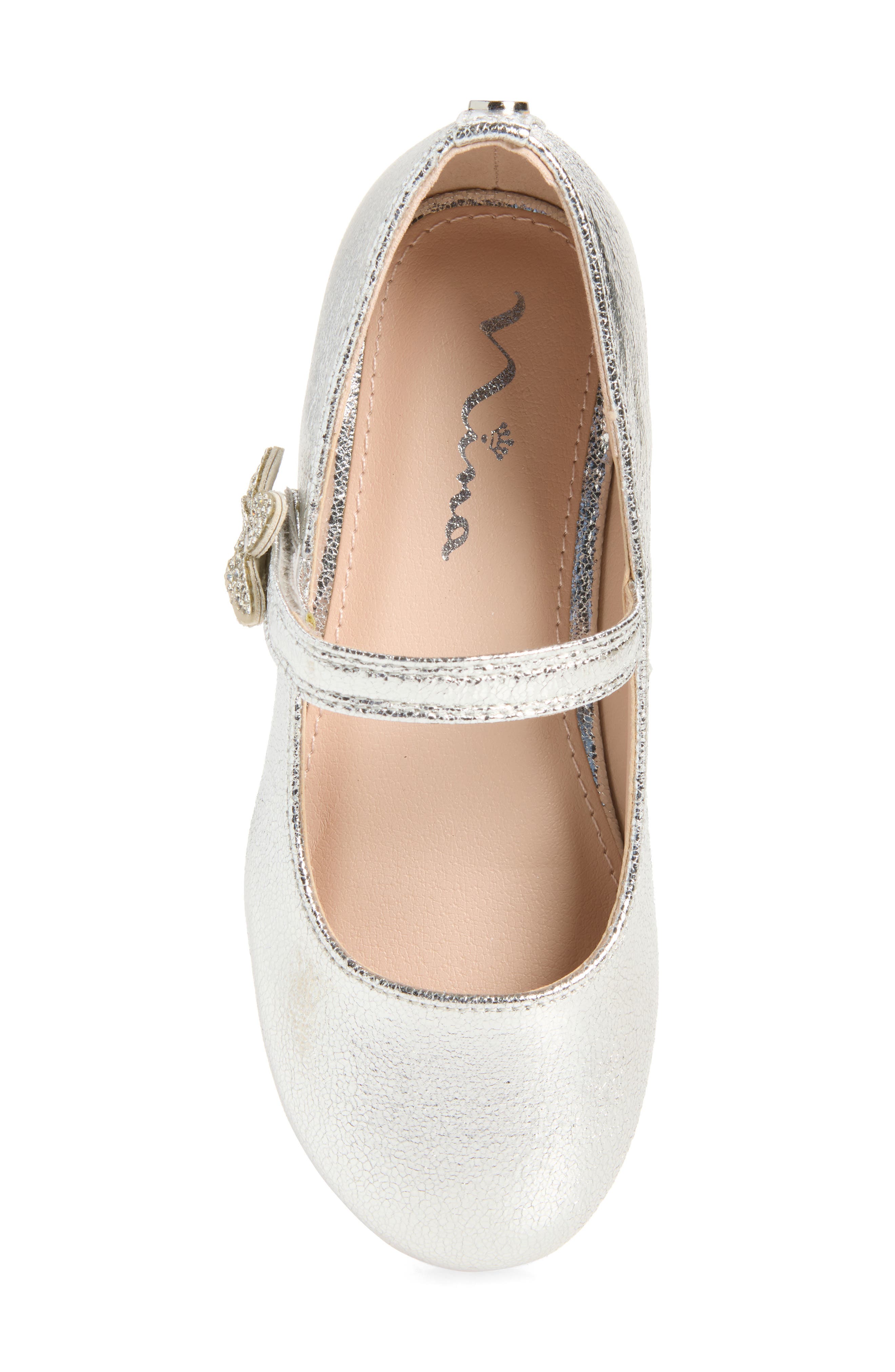 Kids' Amaya Mary Jane Flat, Alternate, color, SILVER CRACKLED METALLIC
