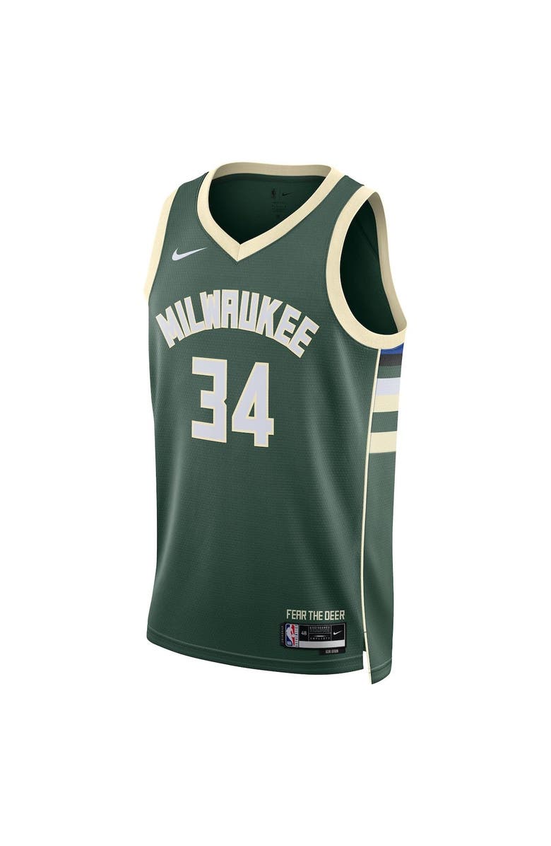 Nike Unisex Nike Giannis Antetokounmpo Hunter Green Milwaukee Bucks Swingman Jersey - Icon Edition, Alternate, color, Hunter Green