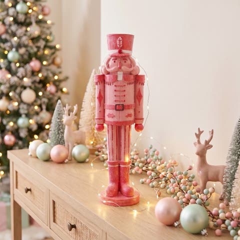 Resin Nutcracker, Pink and Red