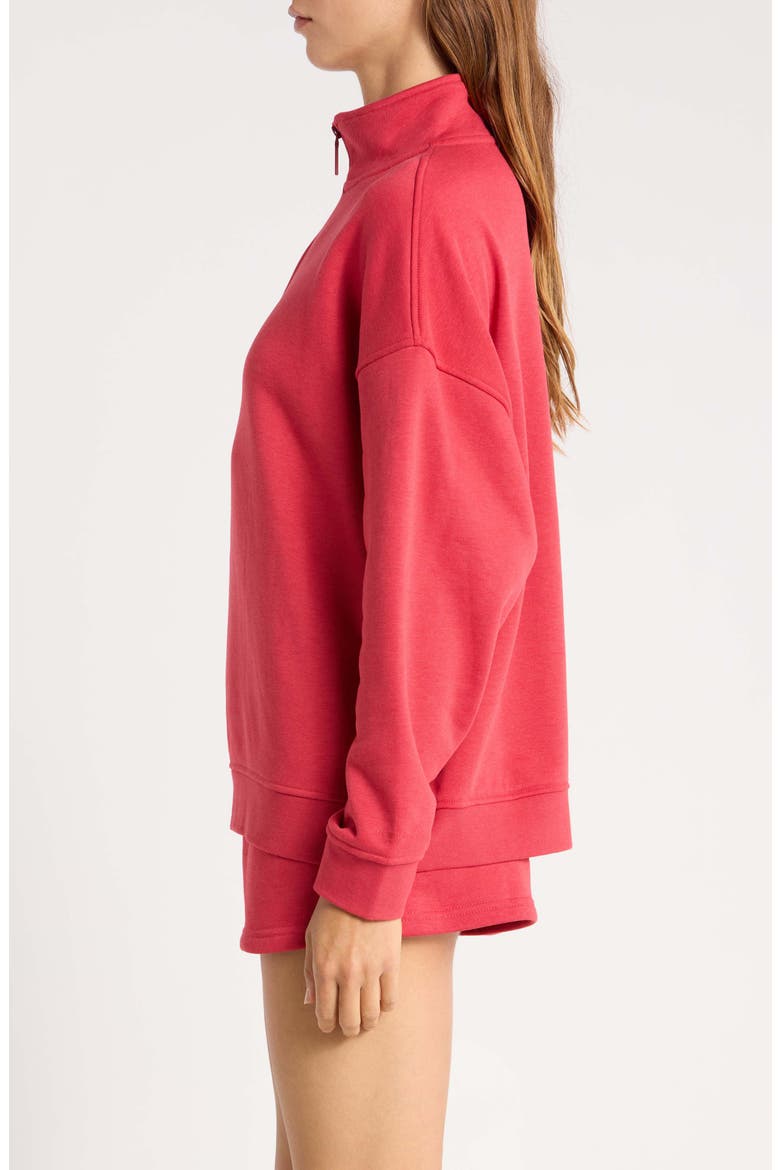 Cozy Crush Half-Zip Cotton Blend Sweatshirt, Alternate, color, LUCKY RED
