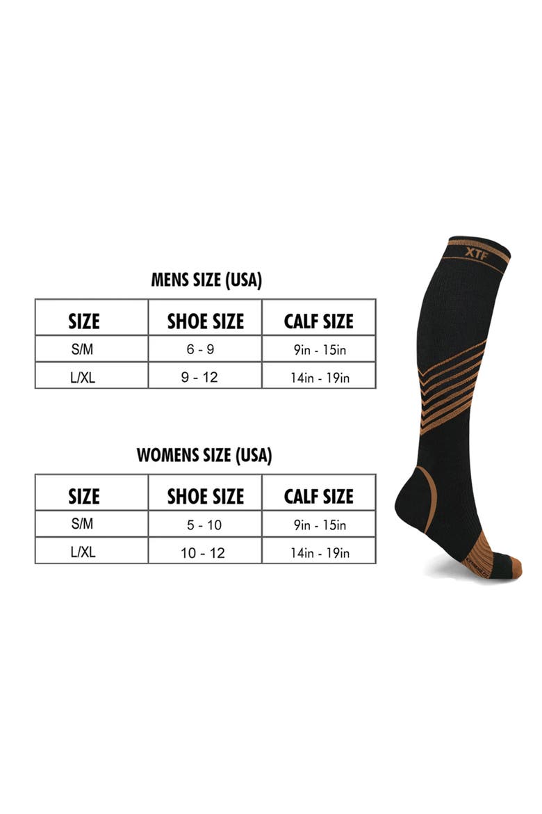 Pack of 6 Copper Infused Knee High Socks, Alternate, color, BLACK/ BROWN