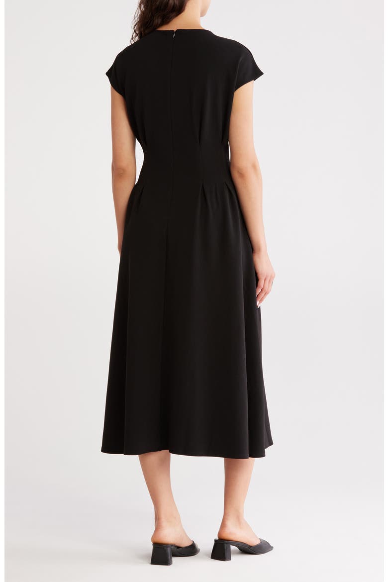 Pleated Waist Knit A-Line Dress, Alternate, color, BLACK