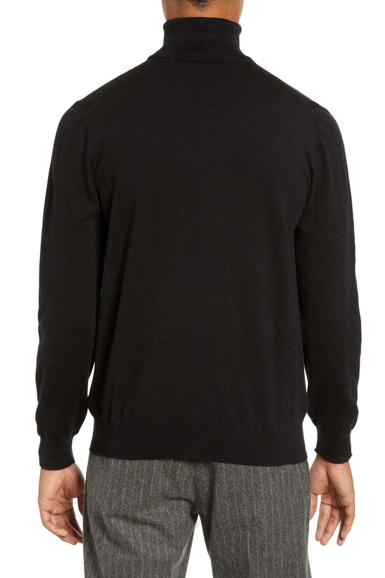 Regular Fit Stretch Cotton Turtleneck, Alternate, color, BLACK
