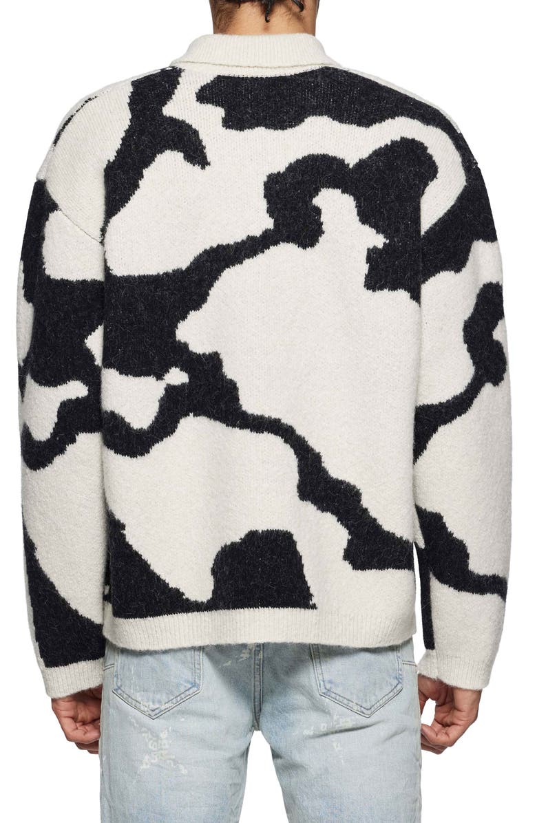 PURPLE BRAND Abstract Wool & Alpaca Polo Sweater, Alternate, color, Multi