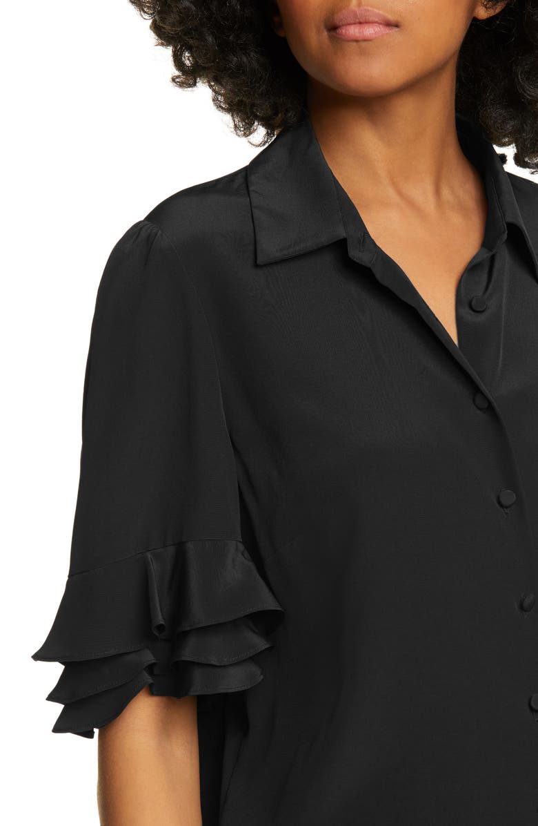 FRAME Ruffle Sleeve Silk Top, Alternate, color,