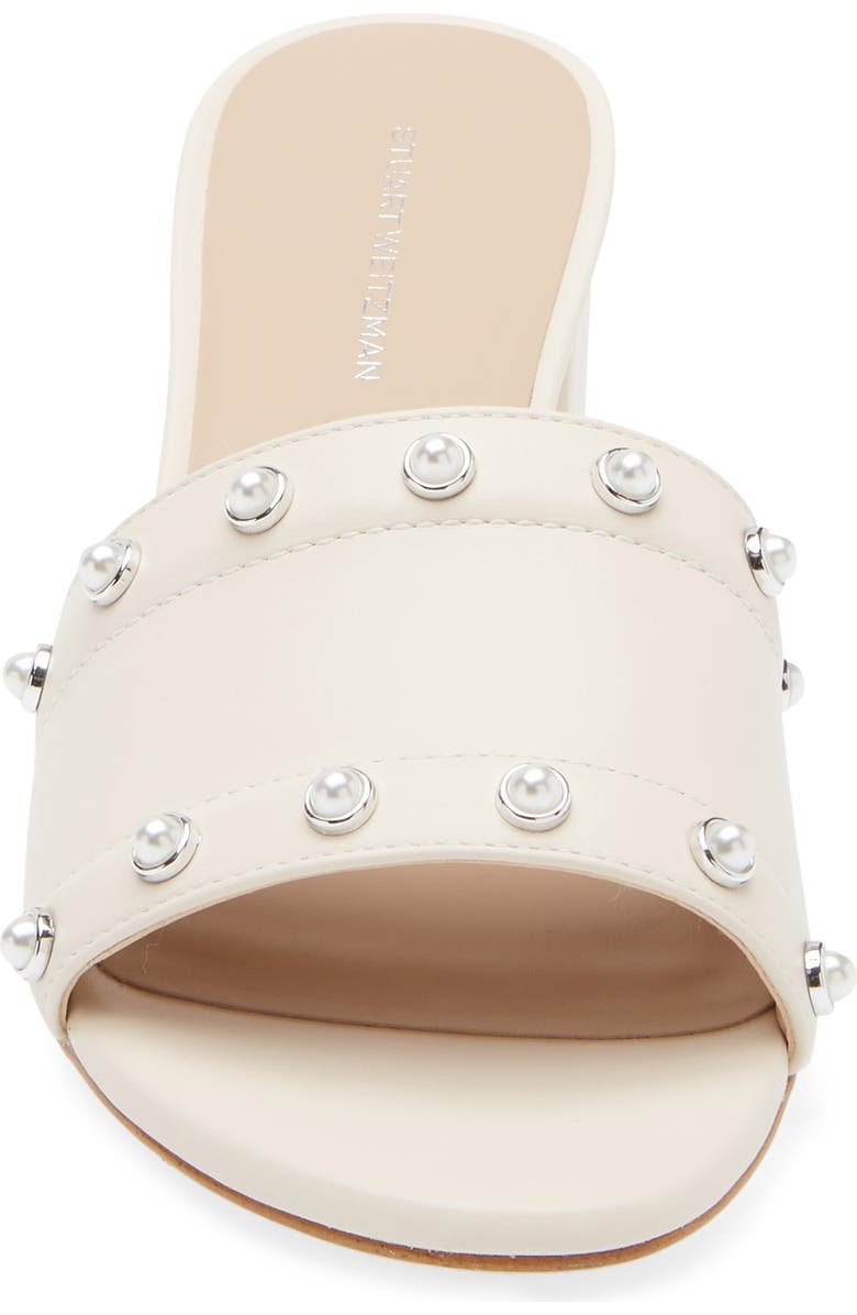 Stuart Weitzman Faux Pearl Slide Sandal, Alternate, color,
