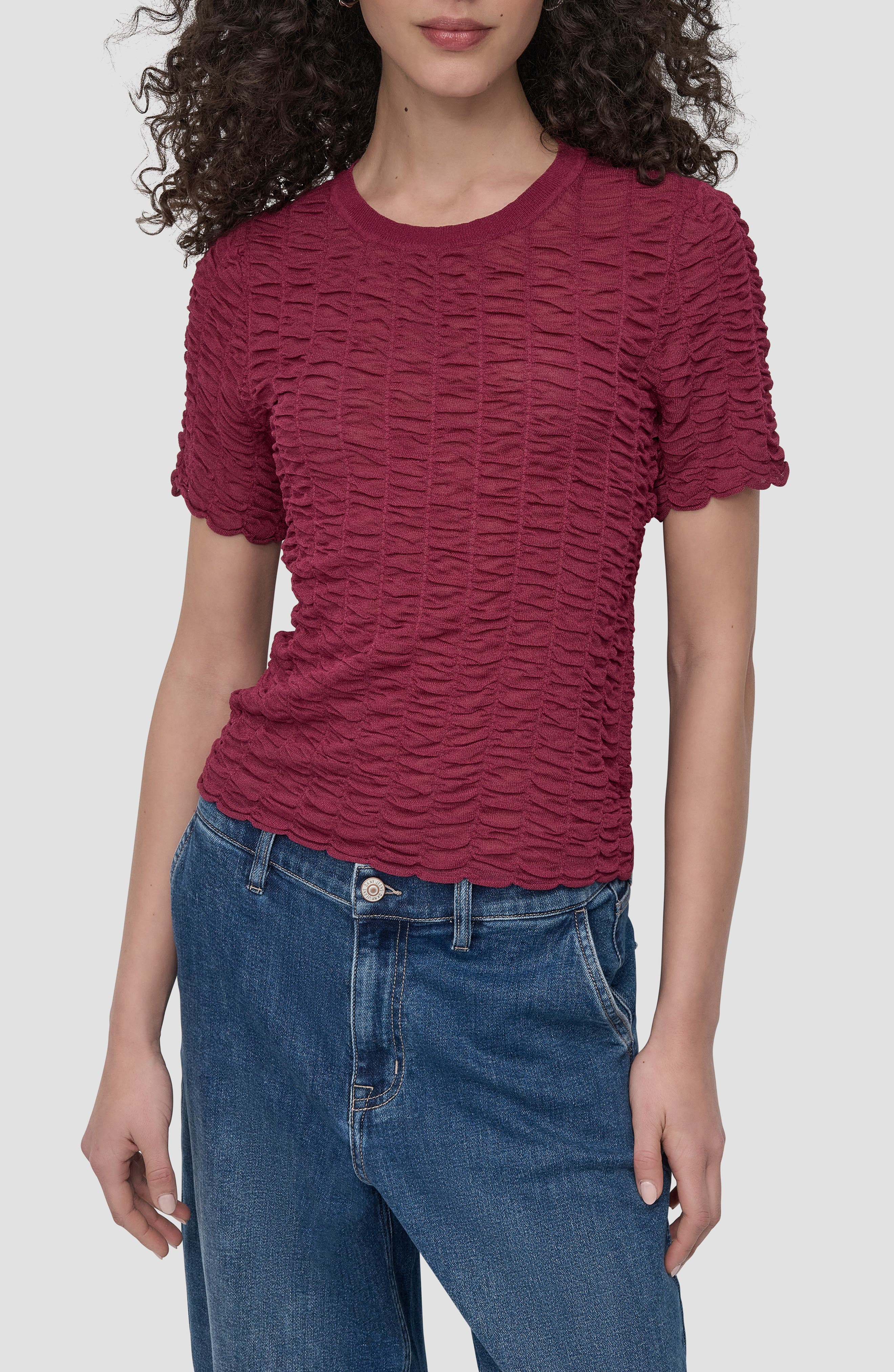 Superfine Textured Short Sleeve Sweater