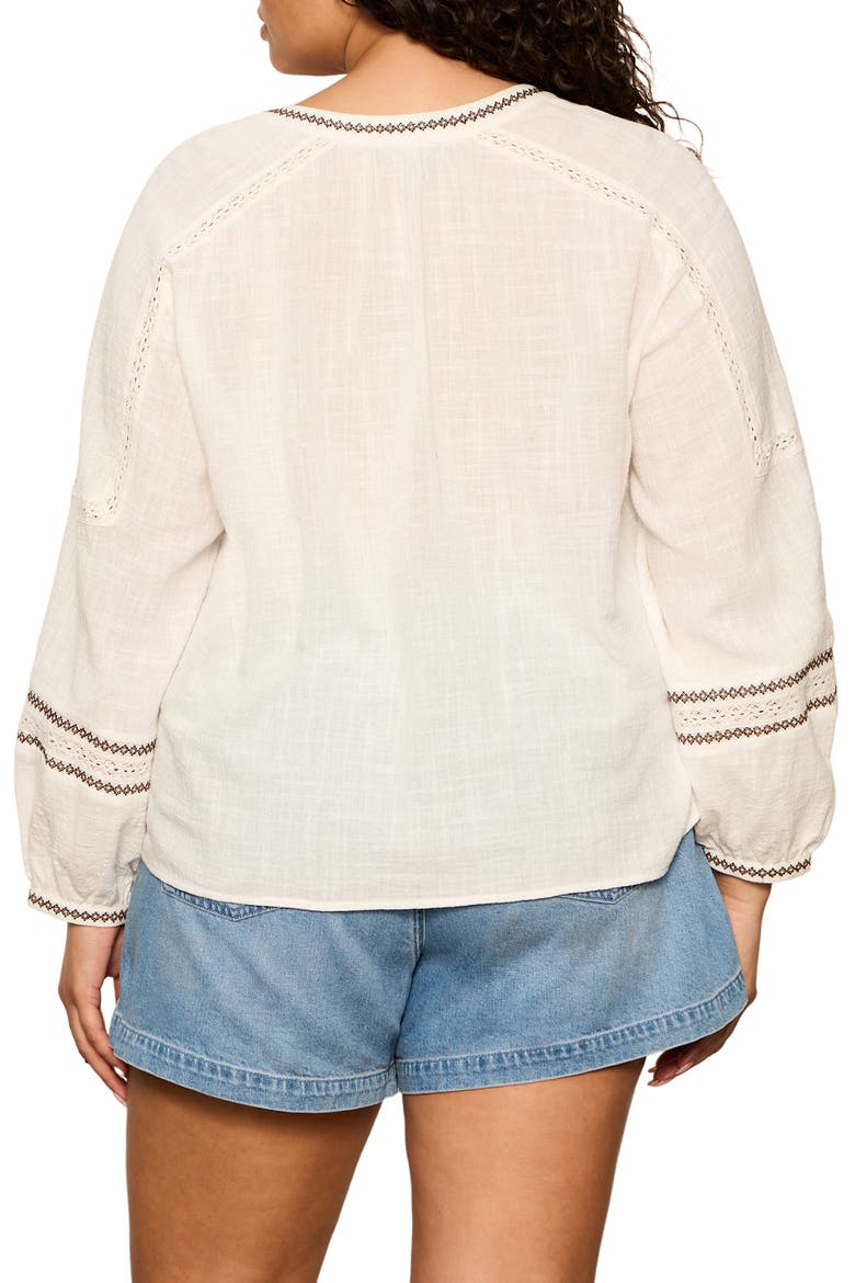 Retreat Embroidered Detail Cotton Top, Alternate, color, CHALK