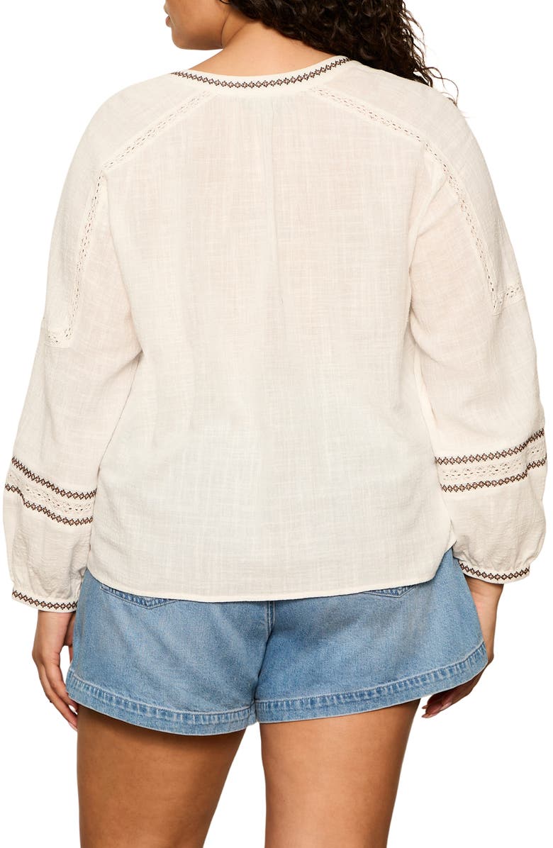 Sanctuary Retreat Embroidered Detail Cotton Top, Alternate, color, Chalk